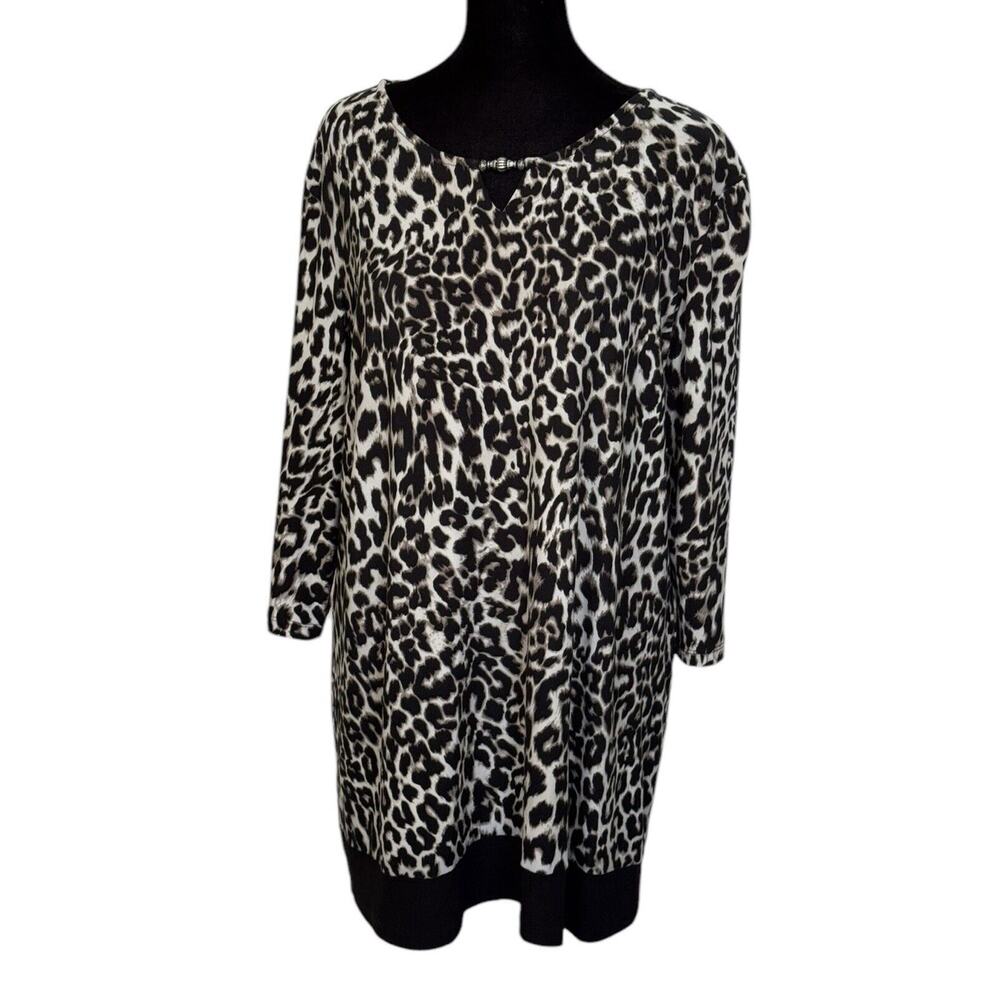 CJ Banks XL Animal Print Top Blouse Womens Leopard Career Cheetah 1X Work Office